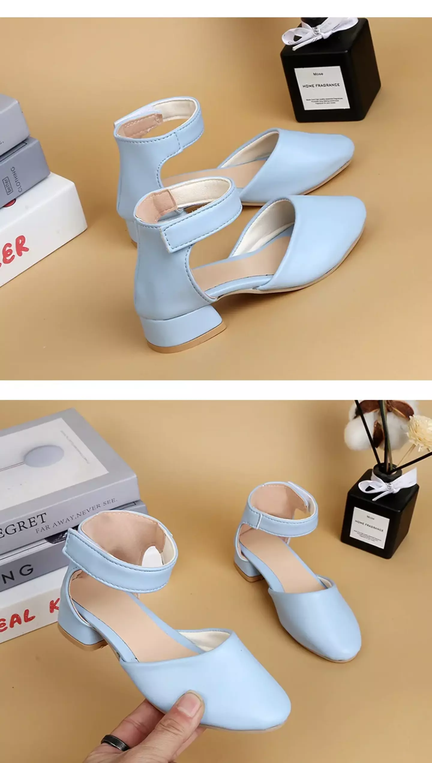 Girls Light Blue Ankle Cuff Cutout Dress Shoes | Lucys 11112