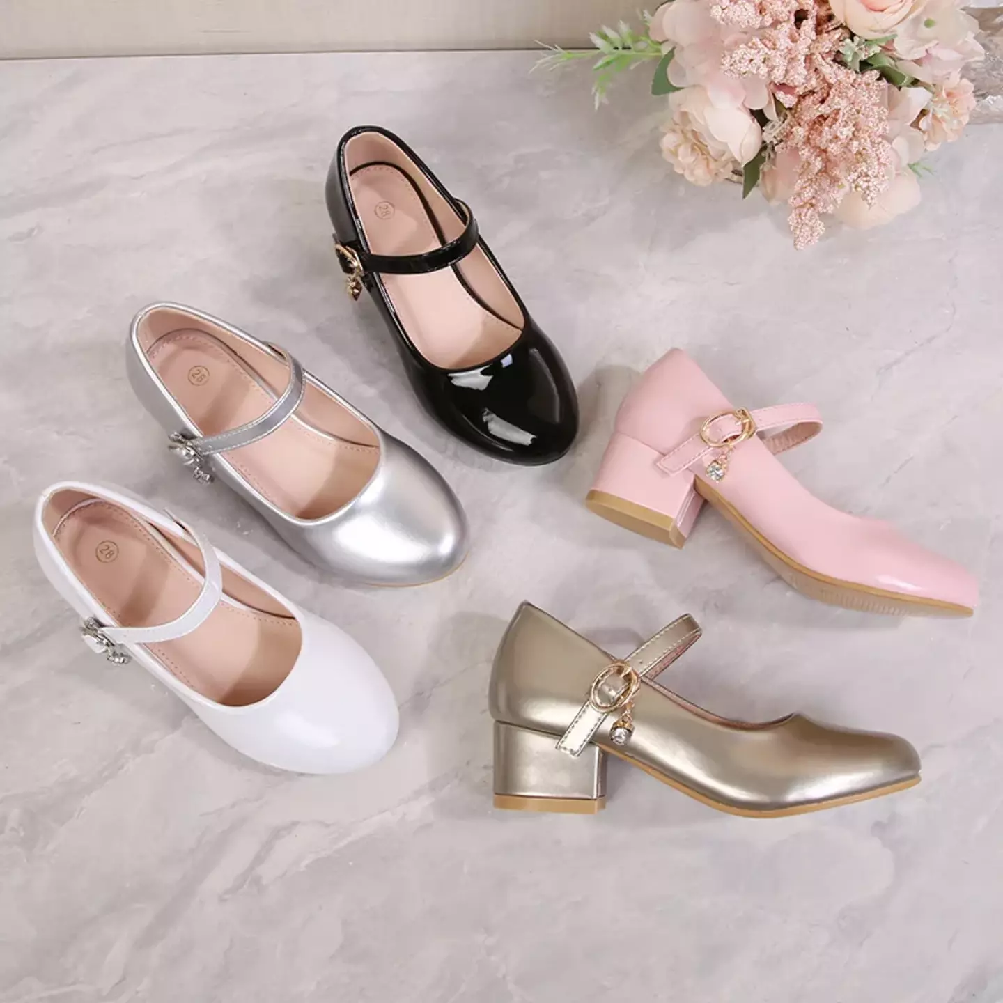 Girls Black Pendant Buckle Mary Jane Shoes | Lucys 11169