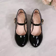 Girls Black Pendant Buckle Mary Jane Shoes | Lucys 11169