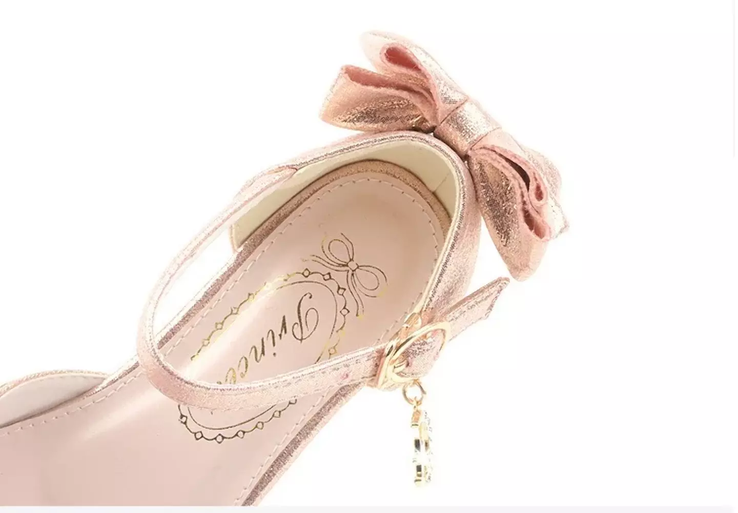 Girls Pink Rhinestone Toe Back Bow Dress Shoes | Lucys 11194