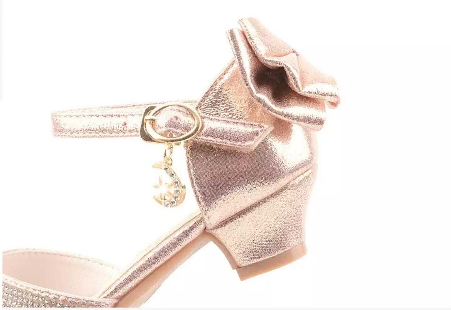 Girls Pink Rhinestone Toe Back Bow Dress Shoes | Lucys 11194
