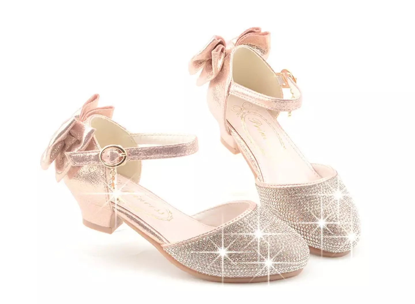 Girls Pink Rhinestone Toe Back Bow Dress Shoes | Lucys 11194