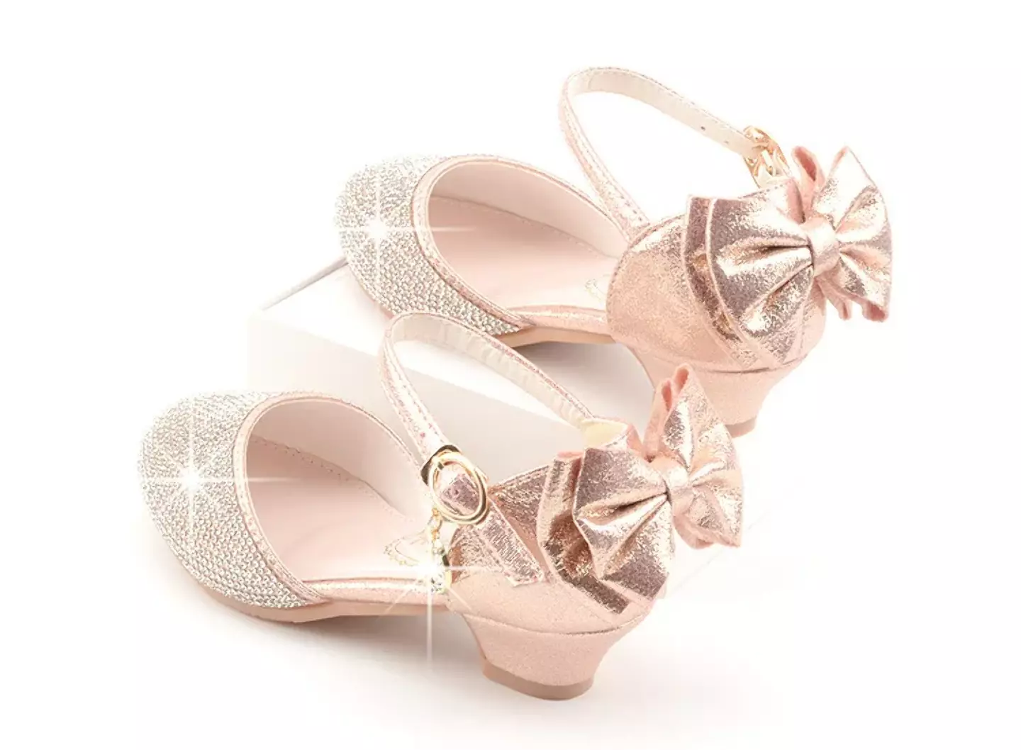 Girls Pink Rhinestone Toe Back Bow Dress Shoes | Lucys 11194