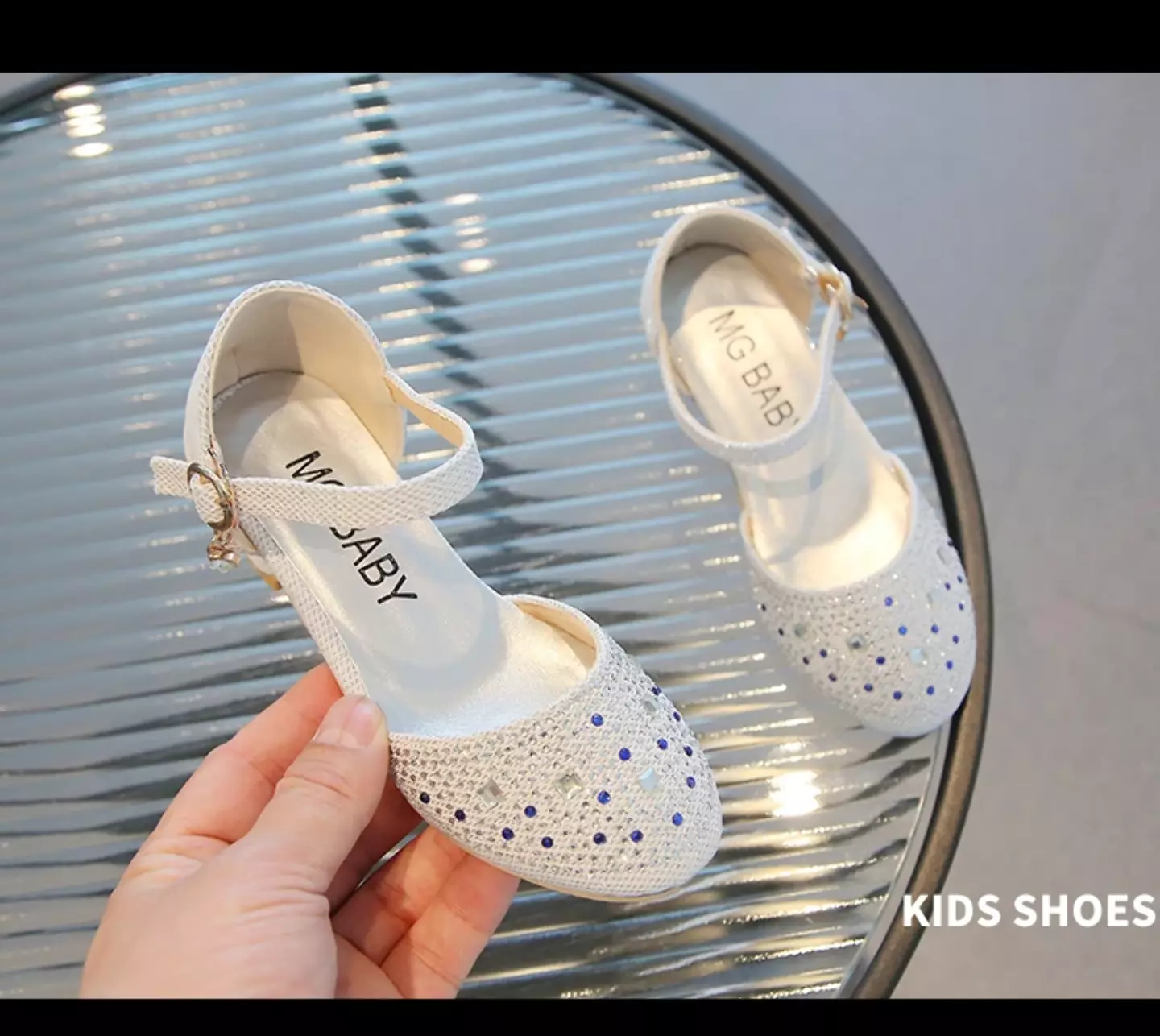 Girls Ivory Speckled Stone Glitter Block Heel Shoes | Lucys 11221