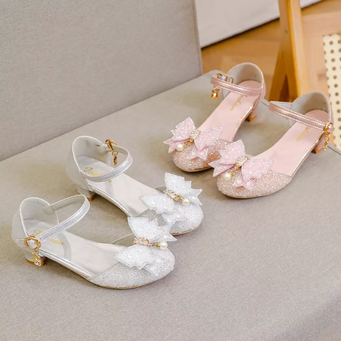 Girls Silver Pearl Drop Bow Ring Buckle Dress Shoes | Lucys 11253