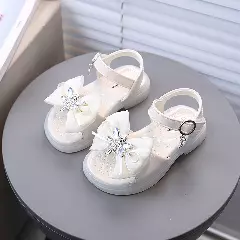 Baby, Toddler & Young Girls Ivory Butterfly Gem Bow Ankle Strap Sandals | Lucys 11256