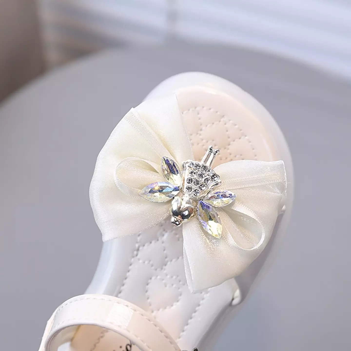 Baby, Toddler & Young Girls Ivory Butterfly Gem Bow Ankle Strap Sandals | Lucys 11256