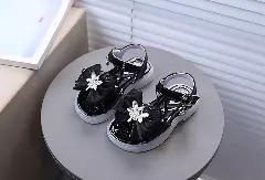 Baby, Toddler & Young Girls Black Butterfly Gem Bow Ankle Strap Sandals | Lucys 11258