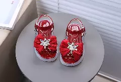 Baby, Toddler & Young Girls Maroon Butterfly Gem Bow Ankle Strap Sandals | Lucys 11263