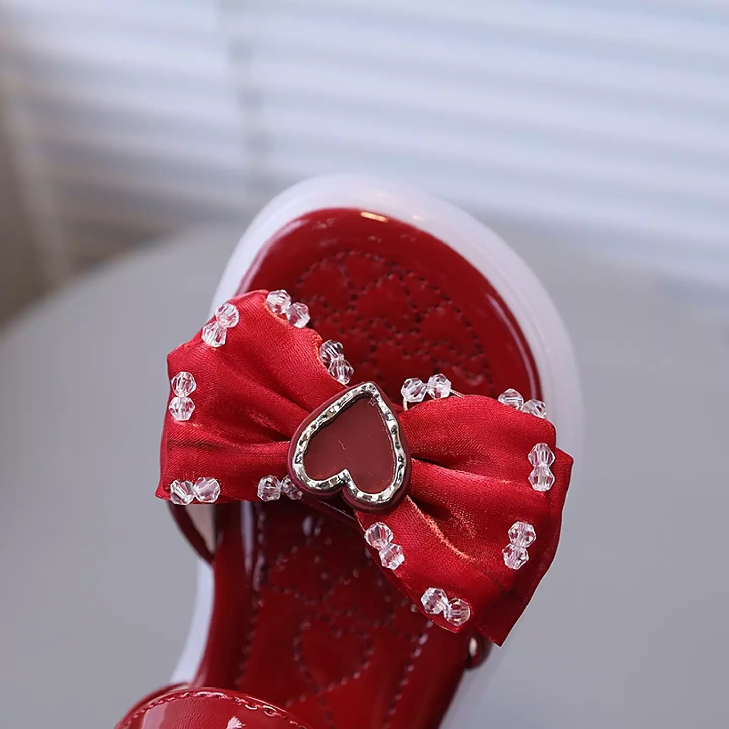 Baby, Toddler & Young Girls Maroon Heart Plaque Ruched Bow Party Shoes | Lucys 11270