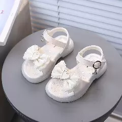 Baby, Toddler & Young Girls Ivory Heart Plaque Ruched Bow Party Shoes | Lucys 11265