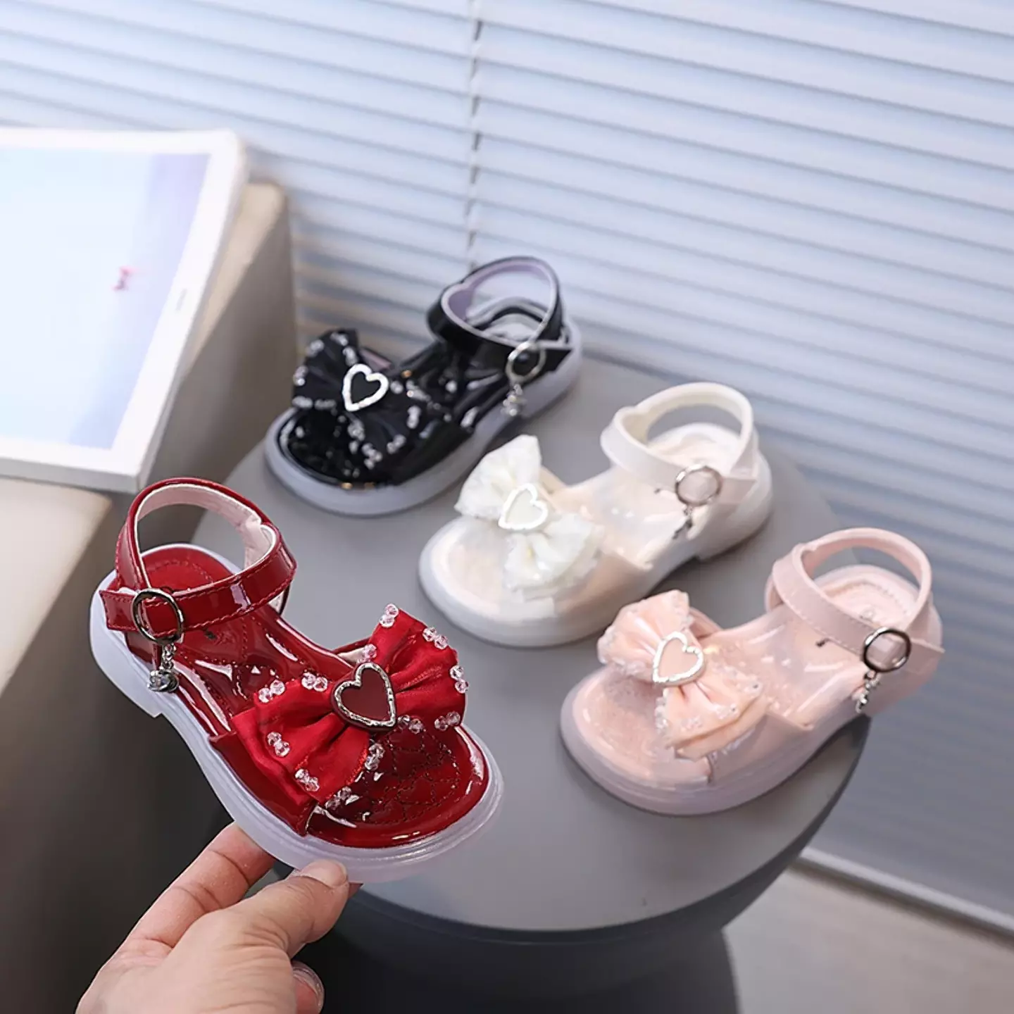 Baby, Toddler & Young Girls Ivory Heart Plaque Ruched Bow Party Shoes | Lucys 11265