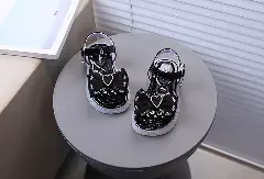 Baby, Toddler & Young Girls Black Heart Plaque Ruched Bow Party Shoes | Lucys 11266