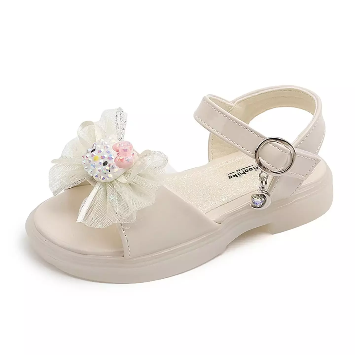 Baby, Toddler & Young Girls Ivory Ruffled Bow Beaded Platform Sandals | Lucys 11292