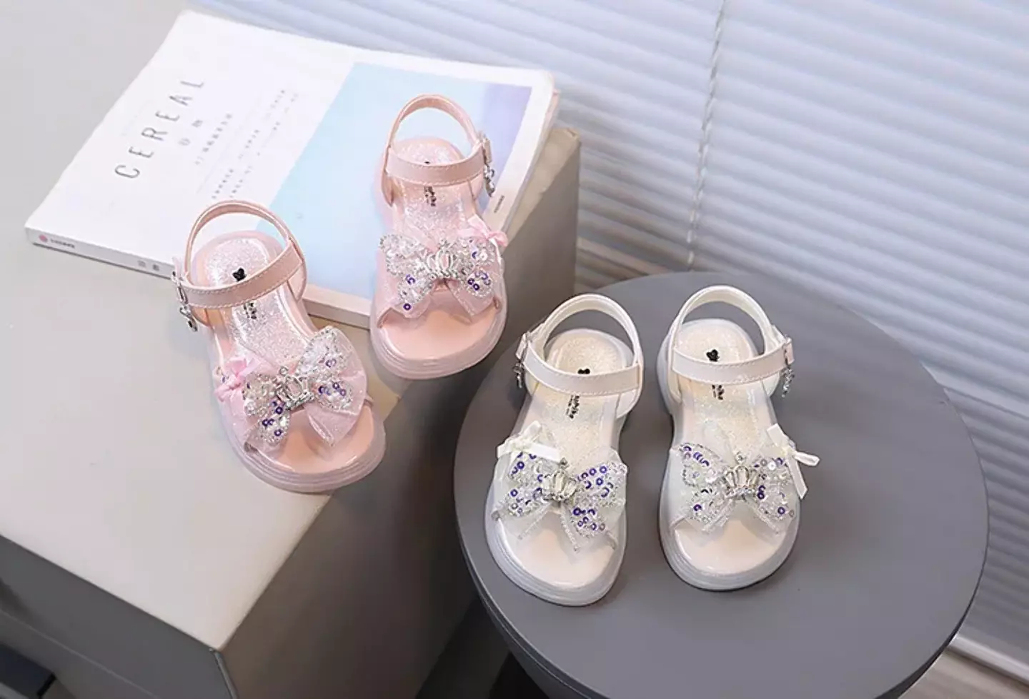 Baby, Toddler & Young Girls Ivory Ruffled Bow Beaded Platform Sandals | Lucys 11292