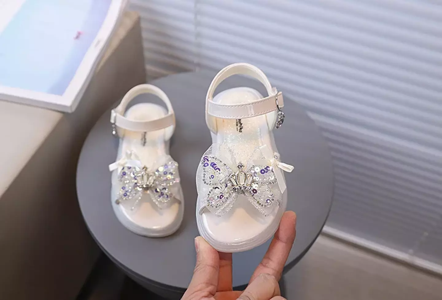 Baby, Toddler & Young Girls Ivory Ruffled Bow Beaded Platform Sandals | Lucys 11292