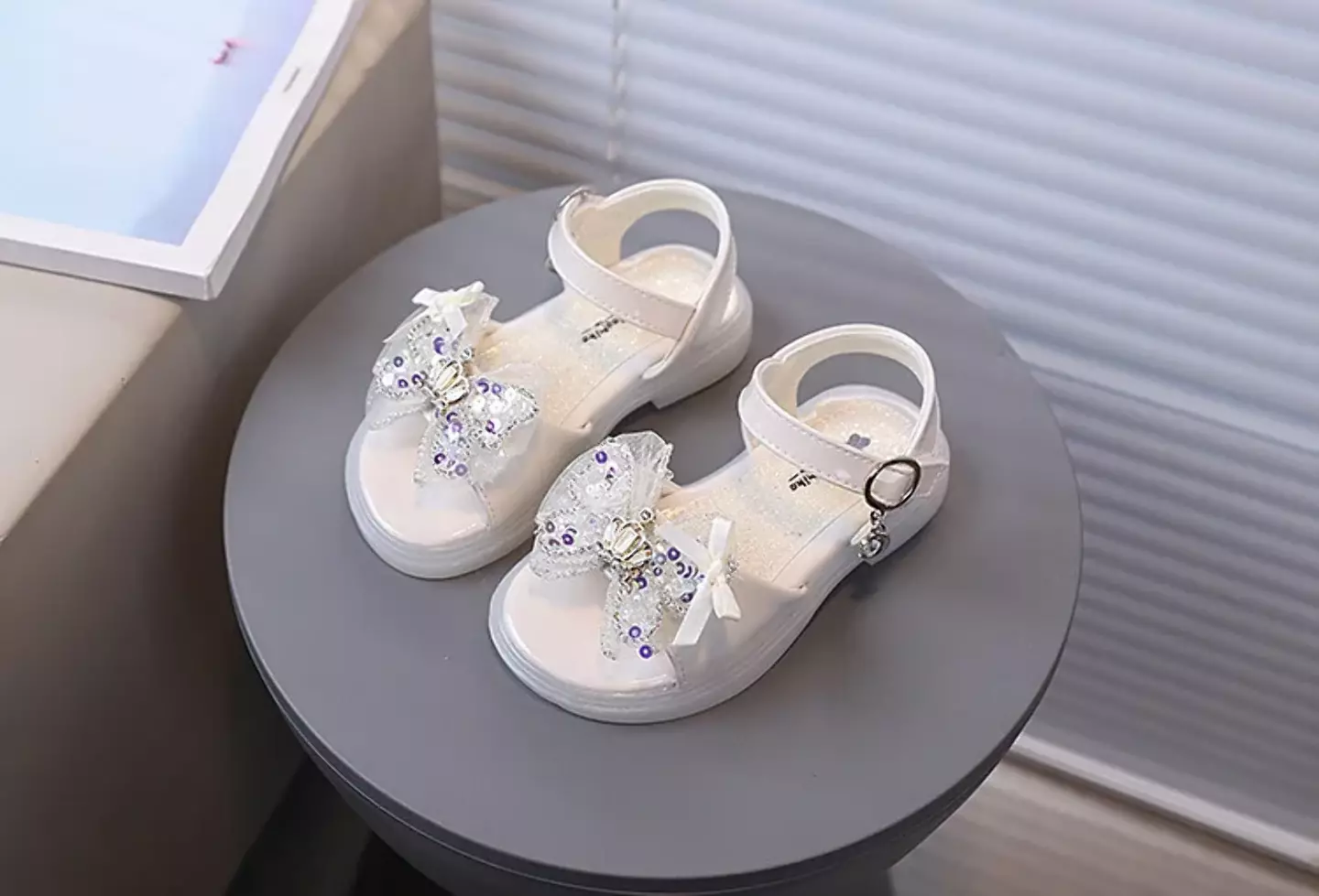 Baby, Toddler & Young Girls Ivory Ruffled Bow Beaded Platform Sandals | Lucys 11292