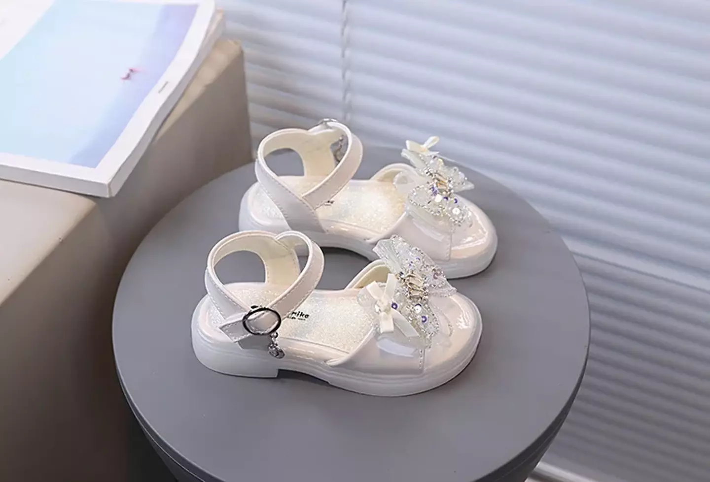 Baby, Toddler & Young Girls Ivory Ruffled Bow Beaded Platform Sandals | Lucys 11292