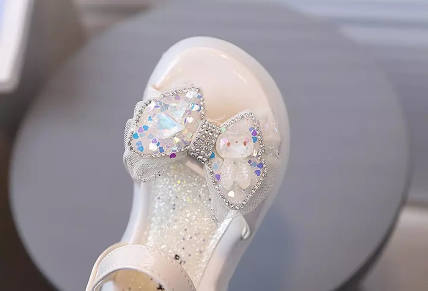 Baby, Toddler & Young Girls Ivory Heart Confetti Bow Ankle Ring Sandals | Lucys 11302
