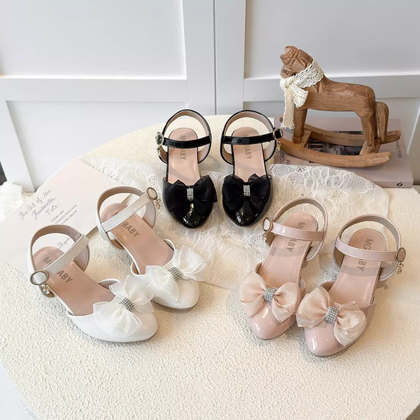 Girls Dusty Pink Sheer Bow Block Heel Slingbacks | Lucys 11044