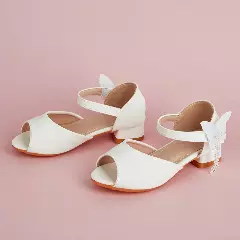 Young Girls & Girls White Twin Bead Butterfly Sandals | Lucys 11324