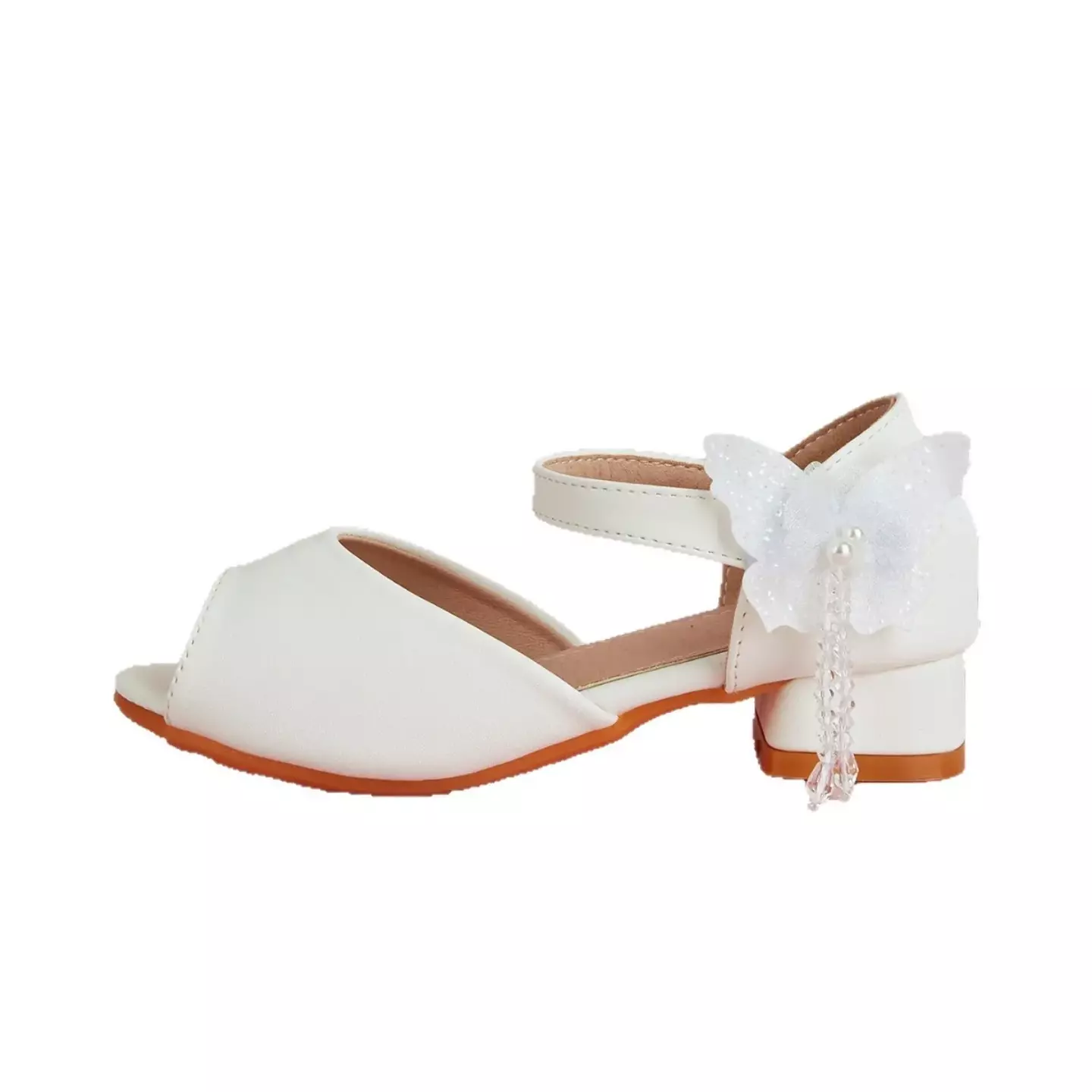 Young Girls & Girls White Twin Bead Butterfly Sandals | Lucys 11324