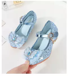 Young Girls & Girls Light Blue Dangling Charm Glitter Bow Mary Janes | Lucys 11341