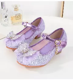 Young Girls & Girls Lavender Dangling Charm Glitter Bow Mary Janes | Lucys 11337