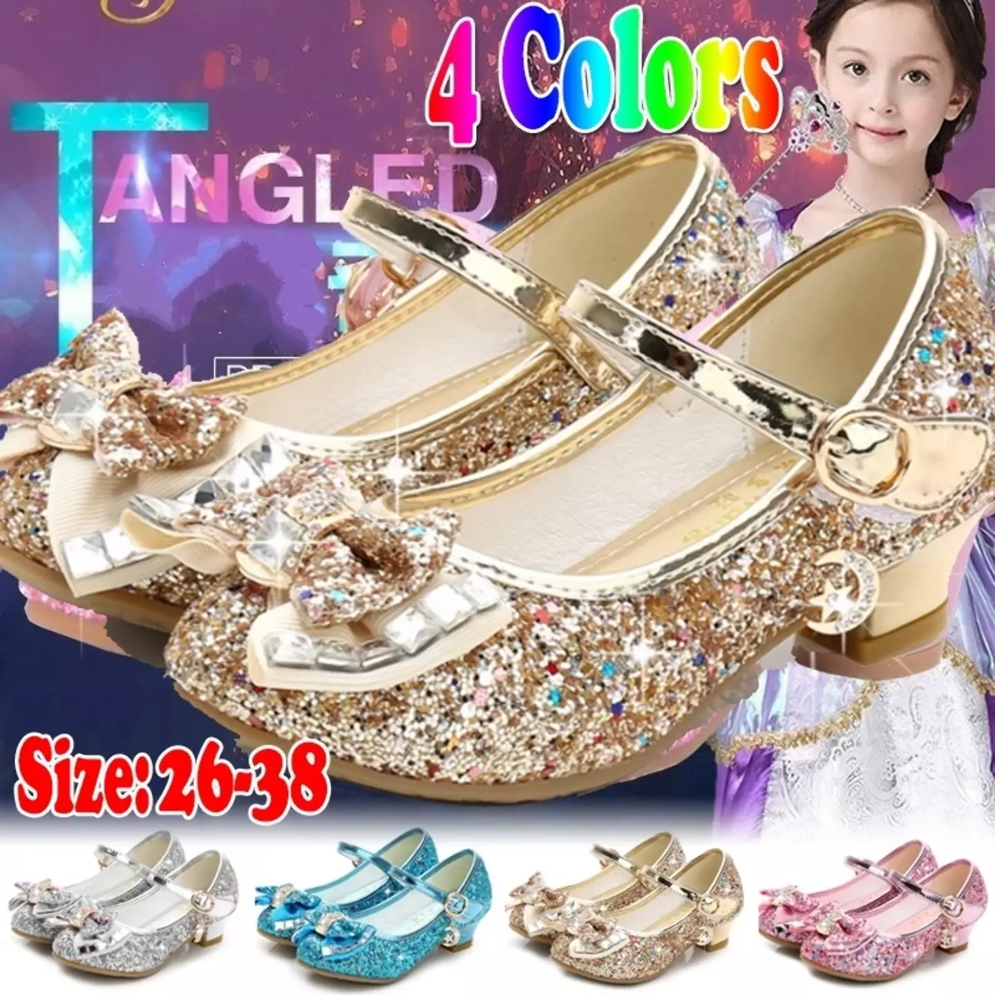 Young Girls & Girls Purple Baguette Stone Bow Charm Strap Dress Shoes | Lucys 11343