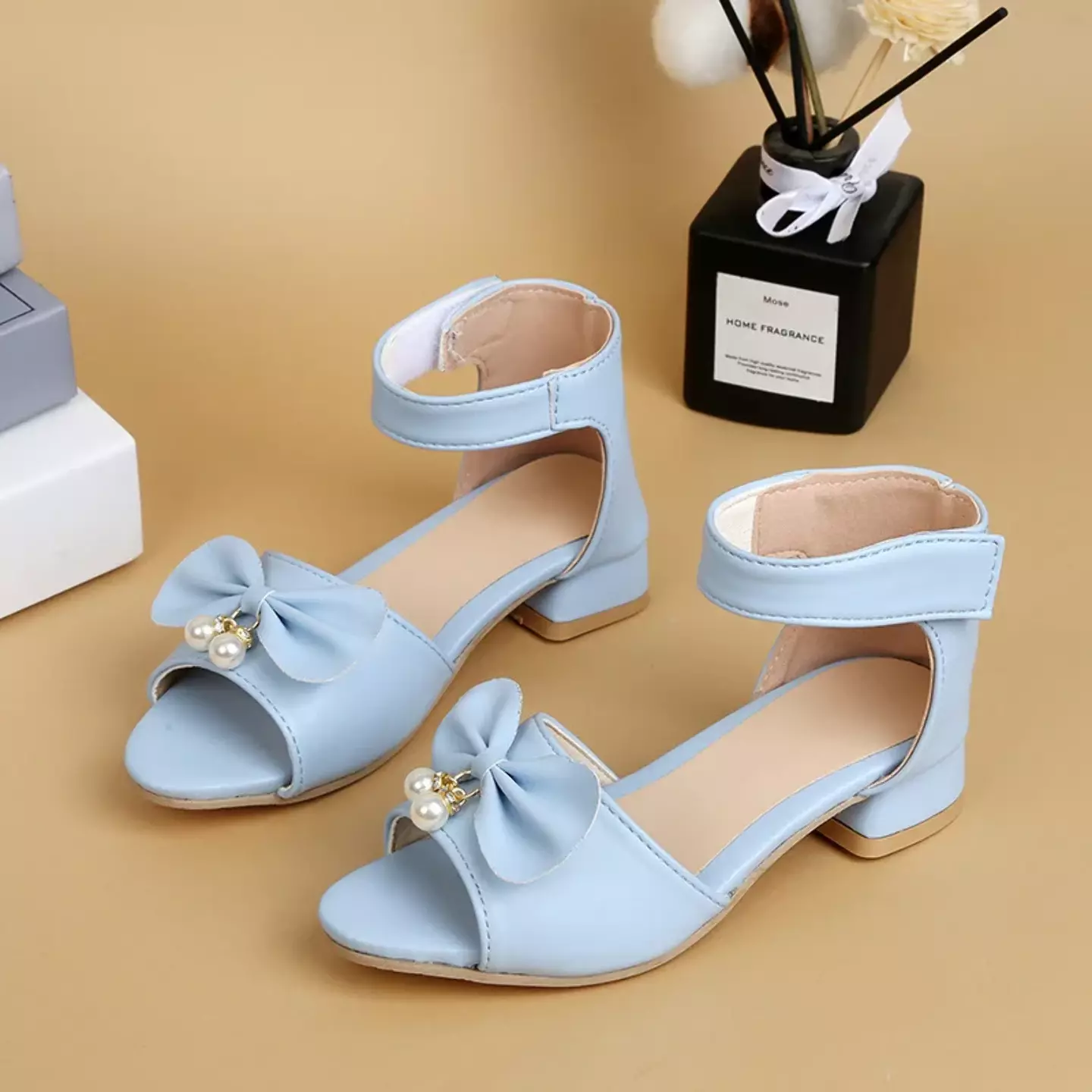Young Girls & Girls Light Blue Butterfly Knot Block Heel Sandals | Lucys 11454