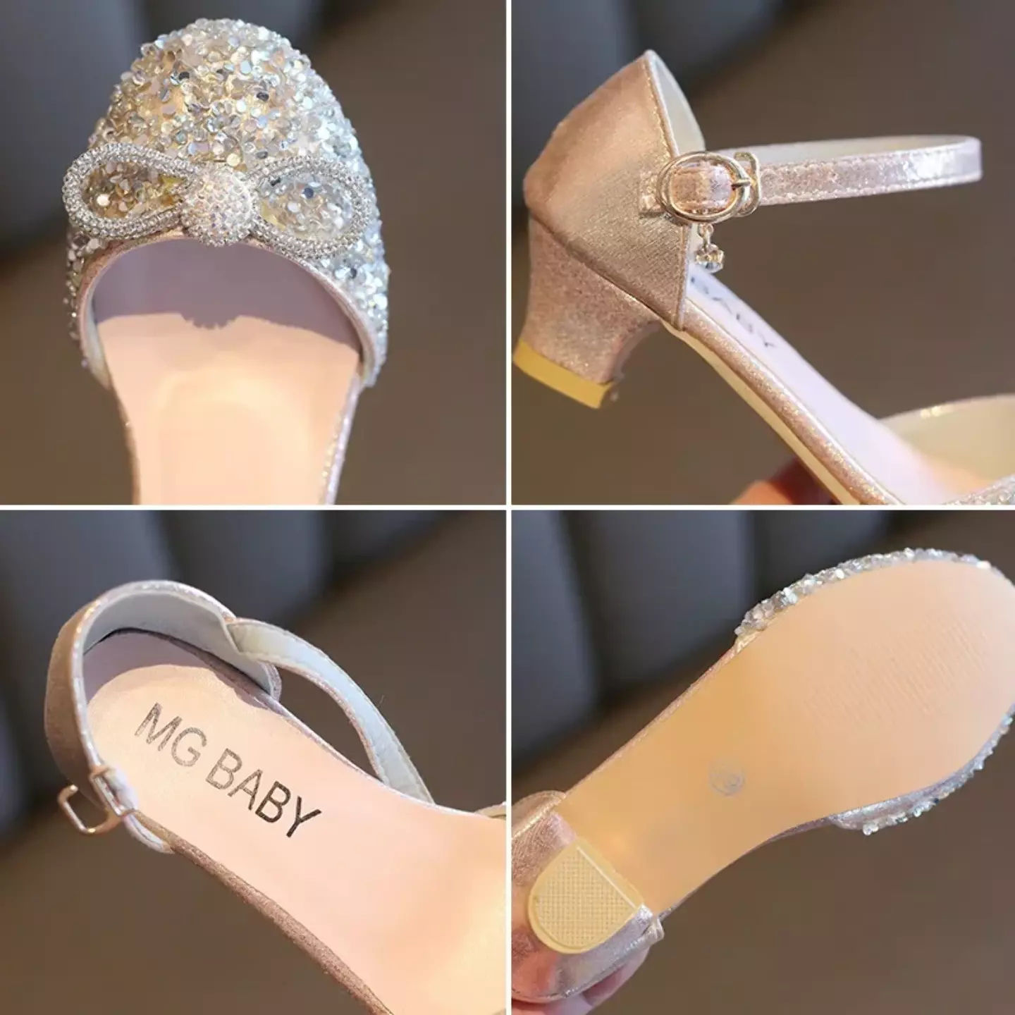 Young Girls & Girls Silver Crystal Rimmed Toe Cap Bow Dress Shoes | Lucys 11465