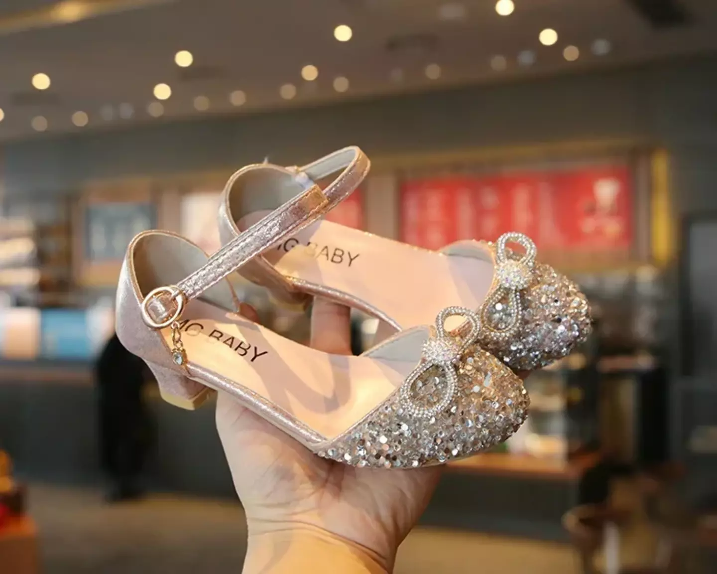 Young Girls & Girls Pink Crystal Rimmed Toe Cap Bow Dress Shoes | Lucys 11464