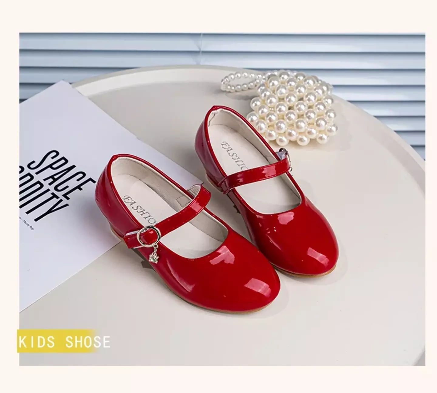 Young Girls & Girls Maroon Glossy Buckle Charm Mary Jane Dress Shoes | Lucys 11479