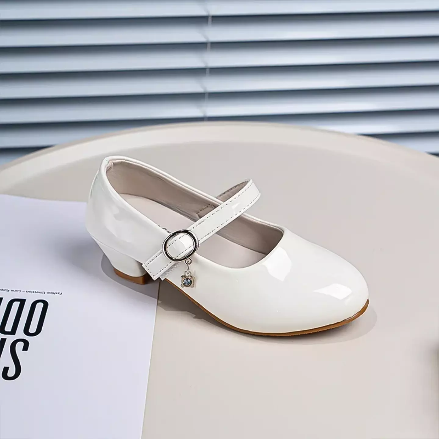 Young Girls & Girls Ivory Glossy Buckle Charm Mary Jane Dress Shoes | Lucys 11475