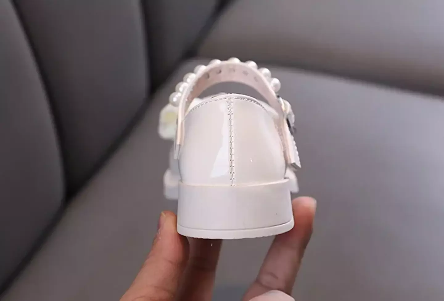 Toddler, Young Girls & Girls Ivory Knotted Bow Pearl Strap Block Heel Shoes | Lucys 11472