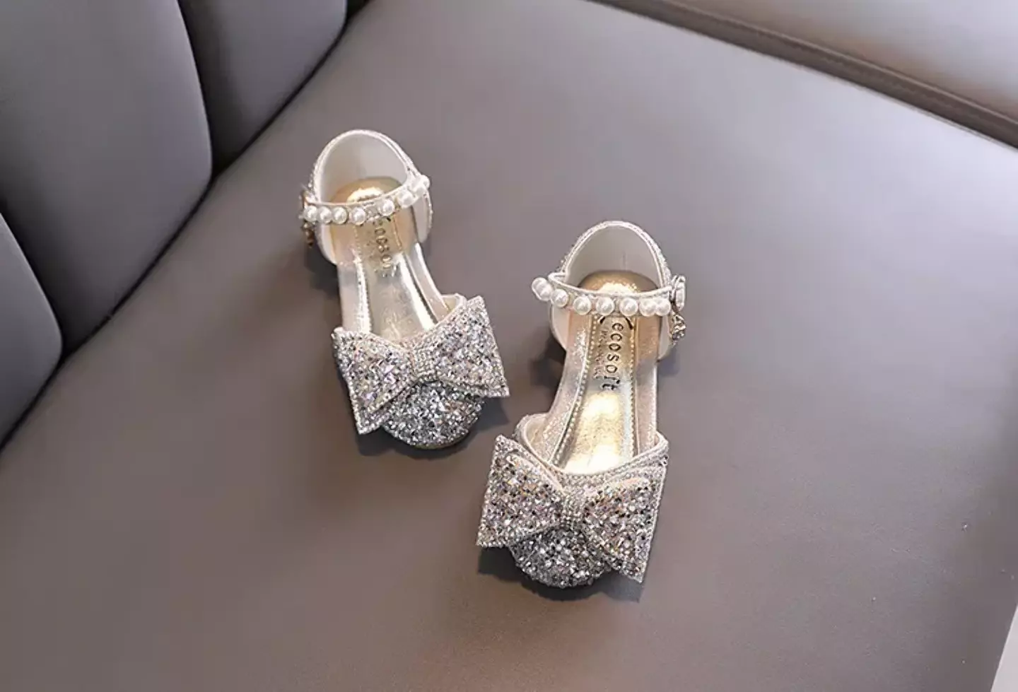 Toddler, Young Girls & Girls Pink Pearl Rail Glitter Bow Dress Shoes | Lucys 11509