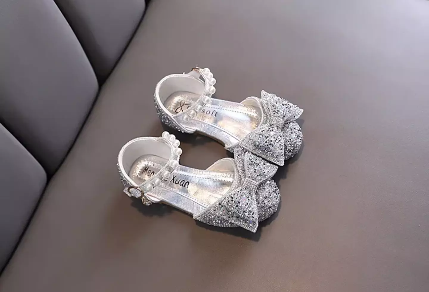 Toddler, Young Girls & Girls Pink Pearl Rail Glitter Bow Dress Shoes | Lucys 11509