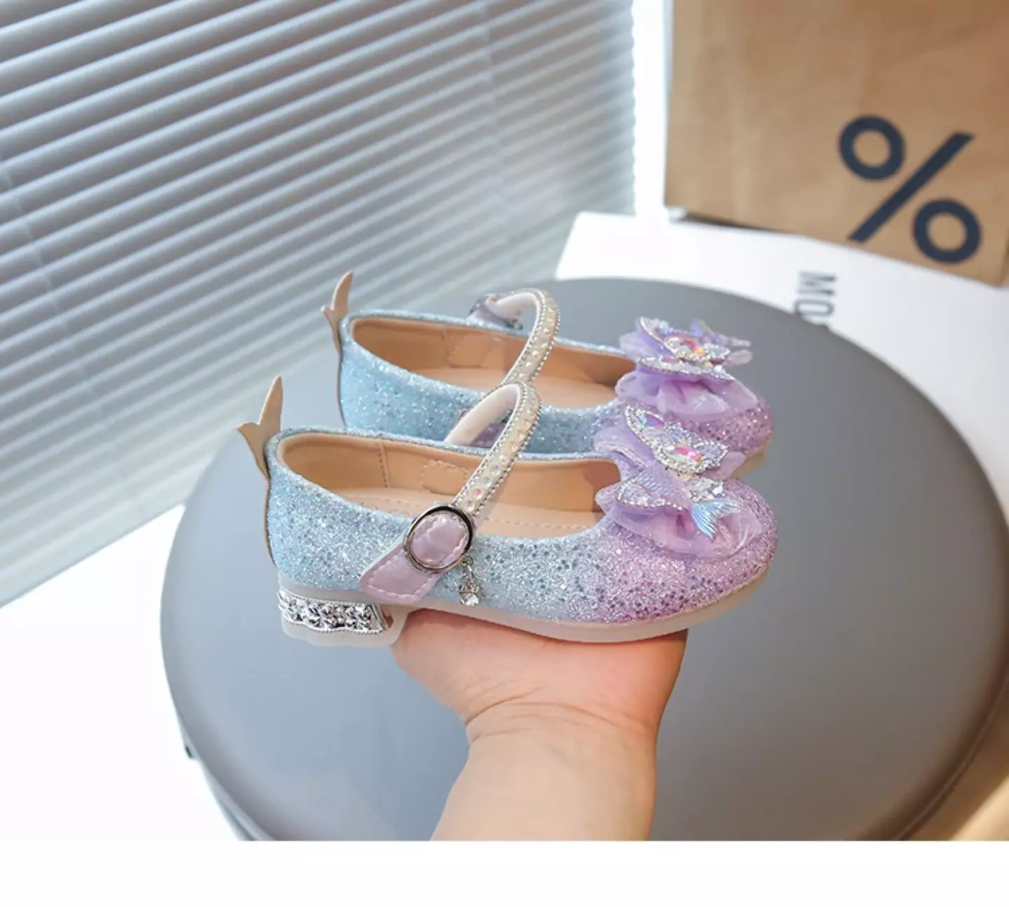 Young Girls & Girls Lavender Mermaid Tail Bow Dress Shoes | Lucys 11549