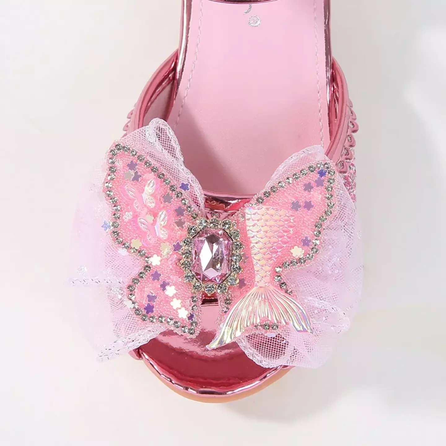 Young Girls & Girls Pink Butterfly Flounce Glint Stone Party Shoes | Lucys 11587