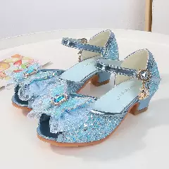 Young Girls & Girls Blue Butterfly Flounce Glint Stone Party Shoes | Lucys 11585