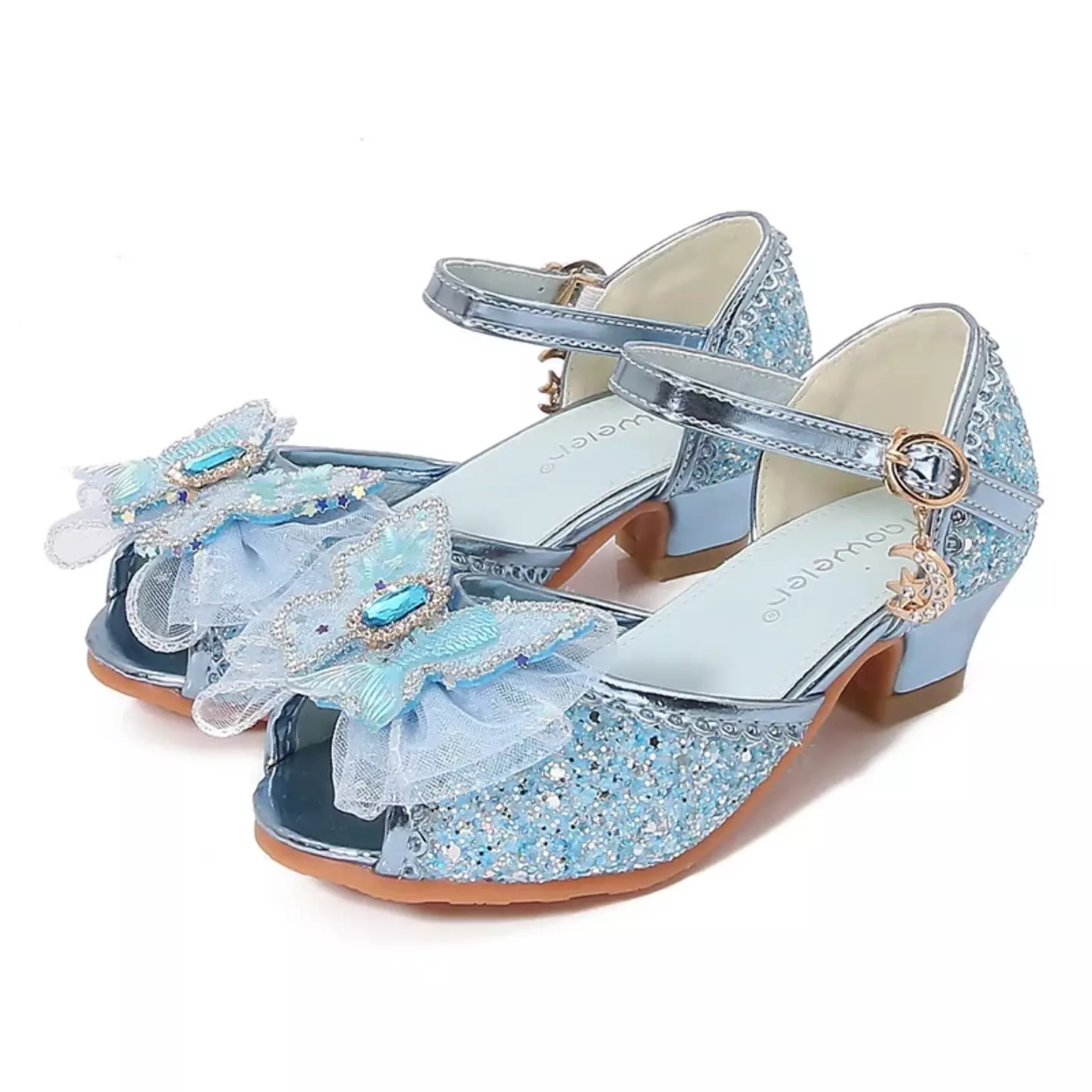 Young Girls & Girls Blue Butterfly Flounce Glint Stone Party Shoes | Lucys 11585