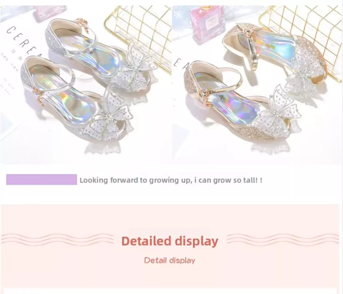 Young Girls & Girls Silver Prism Vamp Sheer Bow Buckle Strap Shoes | Lucys 11618