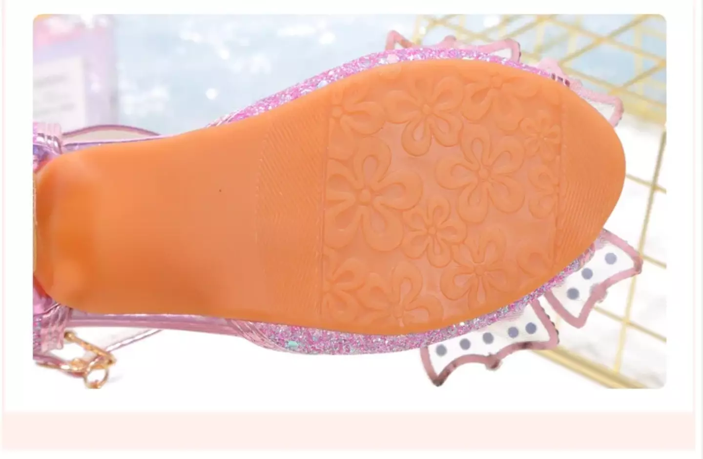 Young Girls & Girls Pink Prism Vamp Sheer Bow Buckle Strap Shoes | Lucys 11617