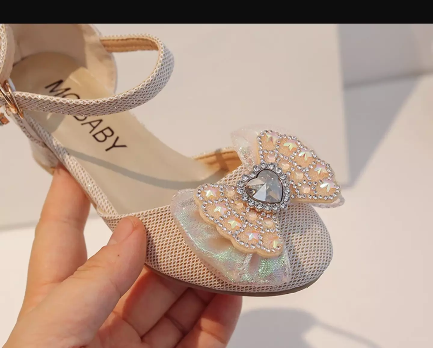 Young Girls & Girls Beige Opal Bead Heart Stone Dress Shoes | Lucys 11644