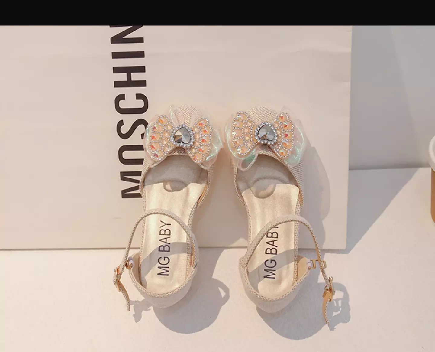 Young Girls & Girls Beige Opal Bead Heart Stone Dress Shoes | Lucys 11644