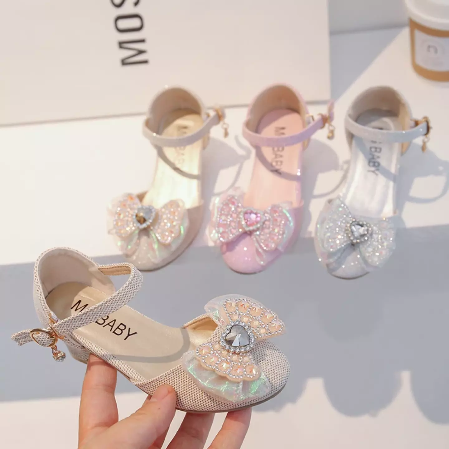 Young Girls & Girls Pink Opal Bead Heart Stone Dress Shoes | Lucys 11643