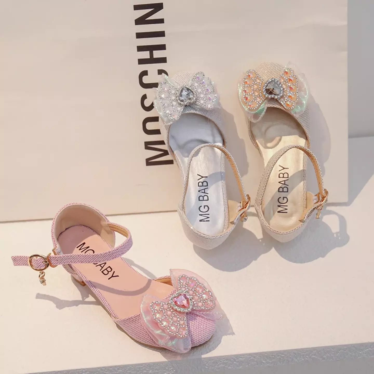 Young Girls & Girls Pink Opal Bead Heart Stone Dress Shoes | Lucys 11643
