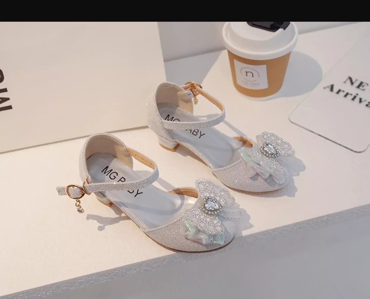 Young Girls & Girls Grey Opal Bead Heart Stone Dress Shoes | Lucys 11642