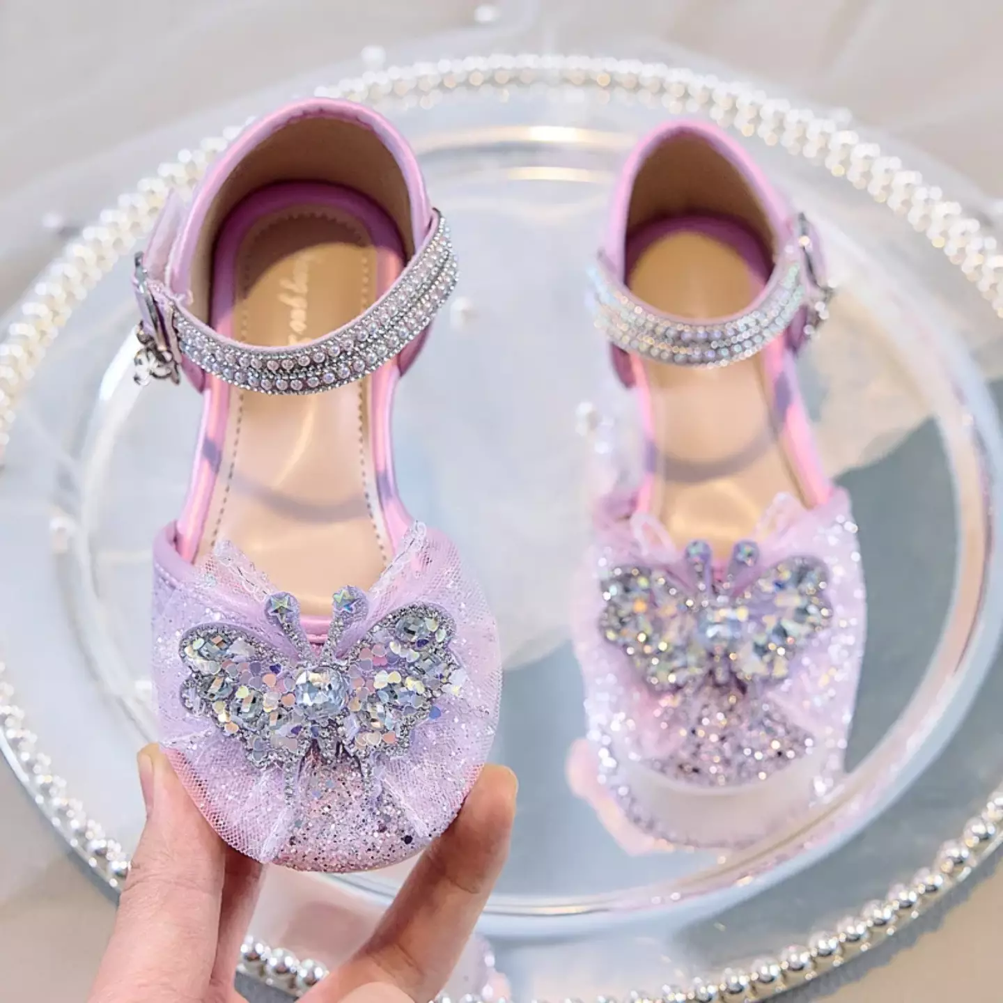 Young Girls & Girls Lavender Gossamer Plume Bow Dress Shoes | Lucys 11664