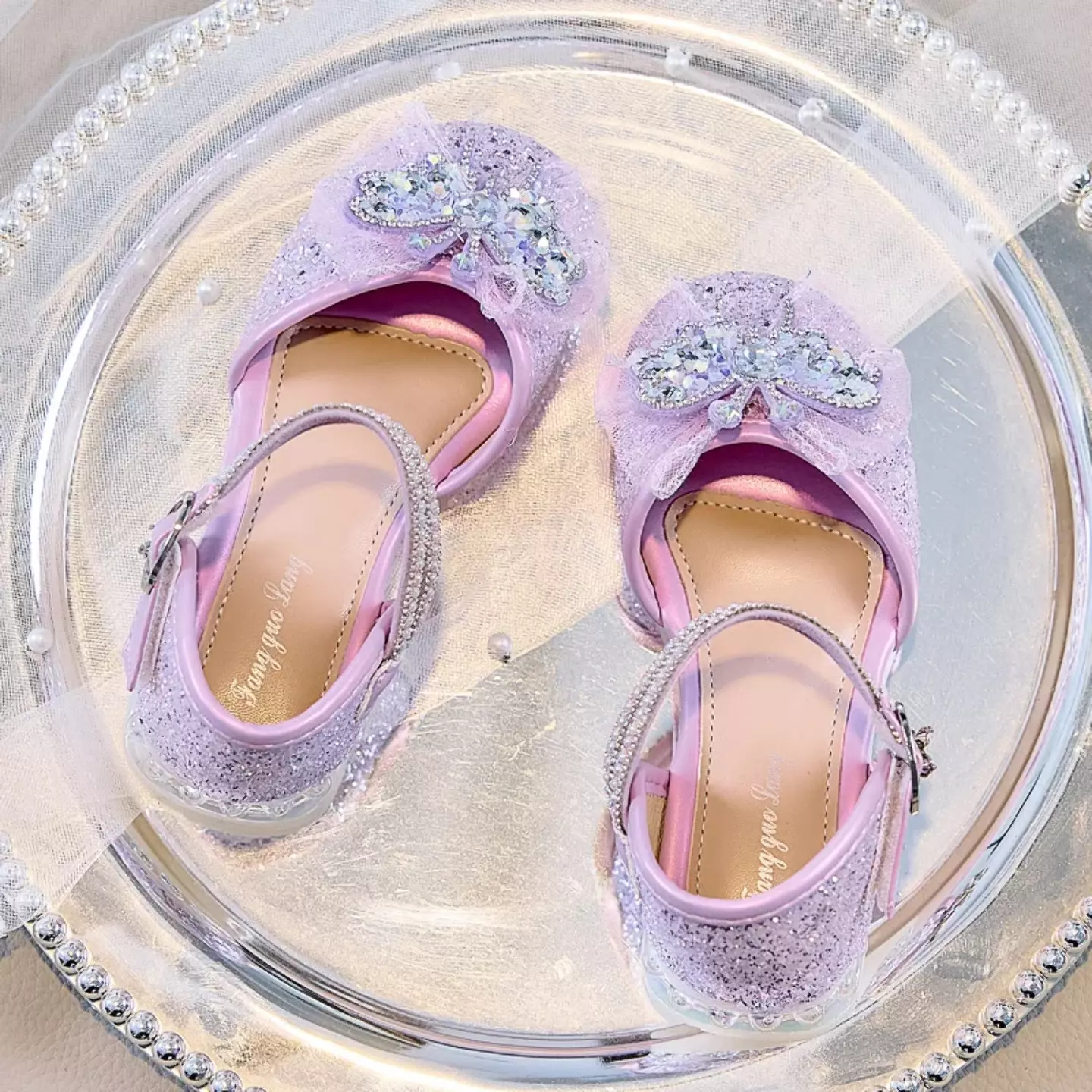 Young Girls & Girls Lavender Gossamer Plume Bow Dress Shoes | Lucys 11664